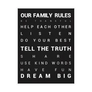 Our Family Rules   18" x 24" Gallery Wrap Canvas