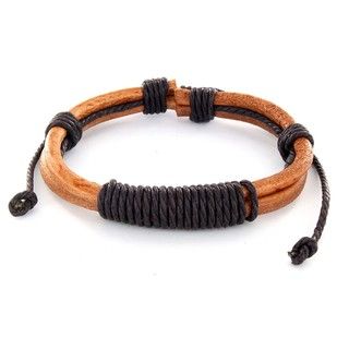 Brown Leather Shocker Tie Knot Bracelet West Coast Jewelry Men's Bracelets