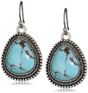  Lucky Brand Turquoise Set Stone Drop Earrings Jewelry