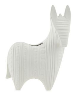 Handcrafted Geometric Donkey Bank, White