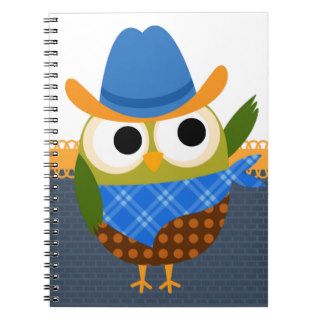 Retro Cowboy Owl Spiral Note Book