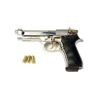 Firat Magnum 92 Blank Firing Replica Gun Nickel/Gold Engraved Finish Sports & Outdoors