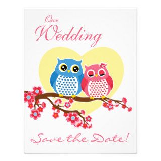 cute owl wedding save the date custom invitations