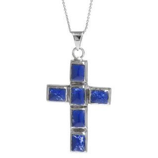 Womens Silver Plated Reconstituted Sodalite Cross Pendant   Blue/Silver (18)
