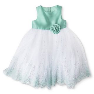 Cherokee Infant Toddler Girls Sleeveless Glitter Empire Dress   Aqua 18 M