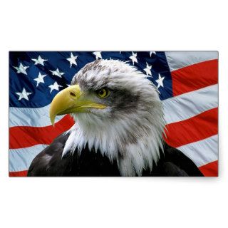 Patriotic Bald Eagle American Flag Rectangle Sticker