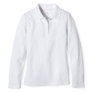 Cherokee Girls School Uniform Long Sleeve Polo   White XL