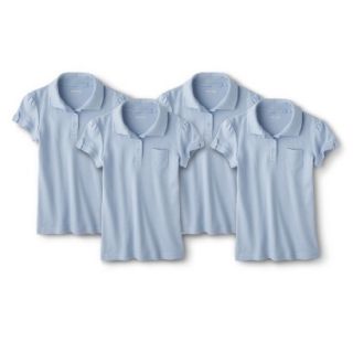 Cherokee Girls School Uniform 4 Pack Short Sleeve Interlock Polo   Windy Blue S
