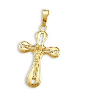 Cross Pendant 14k Yellow Gold Crucifix Charm Jewel Tie Jewelry