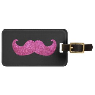 Pink Bling Mustache (Faux Glitter Graphic) Tag For Luggage