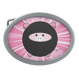 Ninja Pig on Pink Belt Buckle