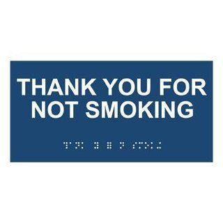 ADA Thank You For Not Smoking Braille Sign RSME 595 WHTonNavy  Business And Store Signs 