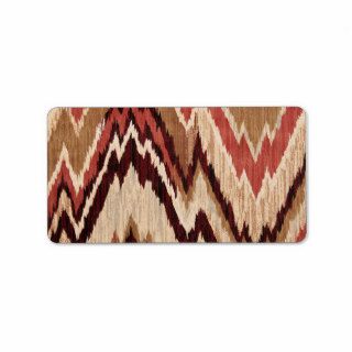 Hipster Girly Brown Red Colorful  Zig Zag Pattern Personalized Address Labels