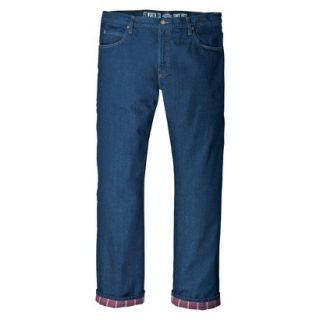 Dickies Mens Relaxed Straight Fit Flannel Lined Jean   Rinsed Indigo Blue 32x34