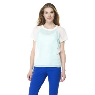 Mossimo Womens Colorblocked Woven Tee   Blue Wave XL