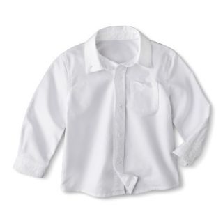 Cherokee Toddler Boys School Uniform Long Sleeve Oxford Shirt   True White 4T