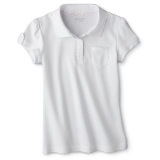 Cherokee Girls School Uniform Interlock Fashion Polo   White S