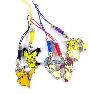 5 pcs Pokemon pikachu Charm cell phone strap #D Childrens Costume Headwear And Hats Clothing