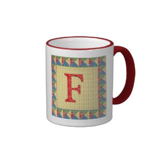 Letter F 'Fabric Quilt' Style Initial and Pattern Mug