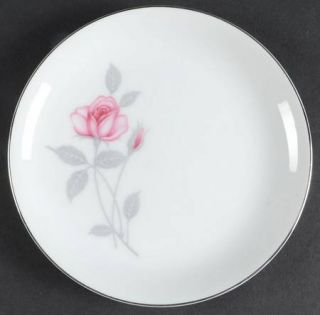 Seyei Enchantment Bread & Butter Plate, Fine China Dinnerware   Pink Roses,Gray