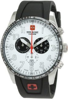 Swiss Military Calibre Men's 06 4R4 04 001.13 Red Star Black IP Bezel Chronograph Rubber Date Watch Swiss Military Watches