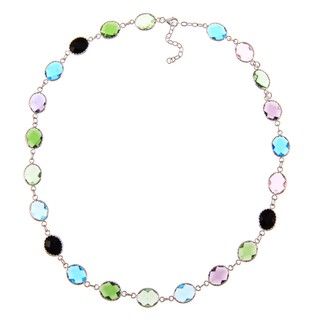 La Preciosa Sterling Silver 18 + 2" Multi Colored Glass Beads Necklace La Preciosa Crystal, Glass & Bead Necklaces
