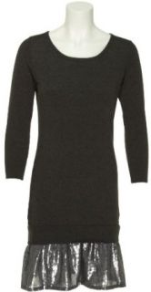 ROMEO & JULIET COUTURE Sweater Dress W/ Sequin Ruffle [RJ22268], Heather Charcoal, Small
