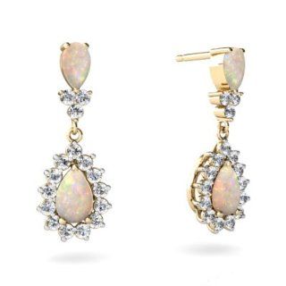 Genuine Opal 14kt Yellow Gold dangle Earrings Jewelry