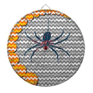 Spider on Gray Chevron Zigzag Pattern Dartboard