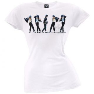 Michael Jackson   Womens Dance Sequence Juniors T shirt X large White Music Fan T Shirts Clothing