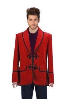 Doctor Who Cosplay Costume 3rd Doctor Red Corduroy Jacket, Men Large Adult Sized Costumes Clothing