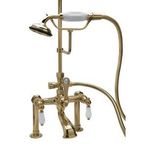 Elizabethan Classics RM22 3 Handle Claw Foot Tub Faucet with Hand Shower in Satin Nickel ECRM22 SN