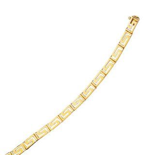 7.25" 14K Yellow Gold 5.0mm (1/5") Polished Greek Key Cut Out Bracelet w/ Box Catch Clasp Link Bracelets Jewelry