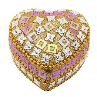Lisbeth Dahl Rose and Gold Glitter Heart Shaped Box   Decorative Boxes