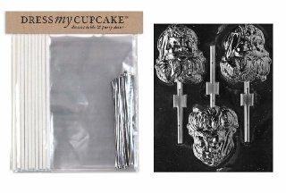 Dress My Cupcake DMCKITC074 Chocolate Candy Lollipop Packaging Kit with Mold, Christmas, Large Santa Lollipop Kitchen & Dining