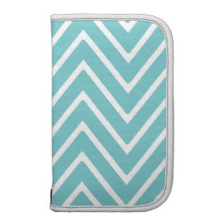 Teal Blue and White Chevron Pattern 2 Folio Planners