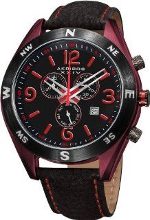 Akribos XXIV Men's AK582RD Conqueror Swiss Quartz Chronograph Leather Strap Watch Akribos XXIV Watches