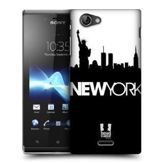 Head Case Designs New York Black And White Skyline Hard Back Case Cover For Sony Xperia J ST26i Cell Phones & Accessories