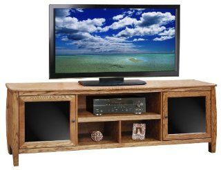The Curve Rich Golden Oak 76" TV Entertainment Console With Two Doors   Television Stands