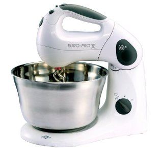 Euro Pro EP585W 10 Speed Pro Mixer with Rotating Bowl, White Electric Stand Mixers Kitchen & Dining
