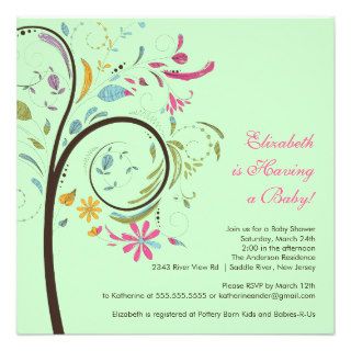 Spring Floral Tree Baby Shower Invitation