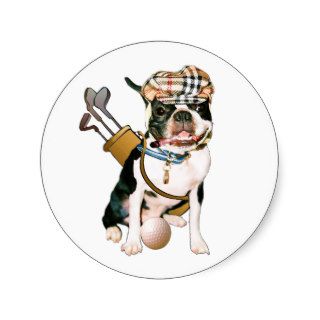 Boston Terrier GOLF Round Stickers