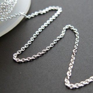 Sterling Silver Bulk Chain 1mm Plain Cable Oval Link (10 Feet or 120 Inches)   Sterling Silver Chain By The Foot