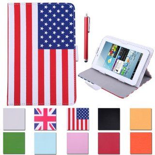 HDE Universal 7" Leather Folio Tablet Case Cover w/ Matching Stylus Pen (American Flag) Computers & Accessories