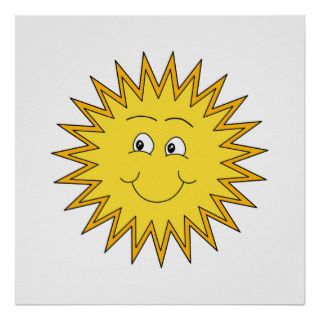 Yellow Summer Sun with a Happy Face. Poster