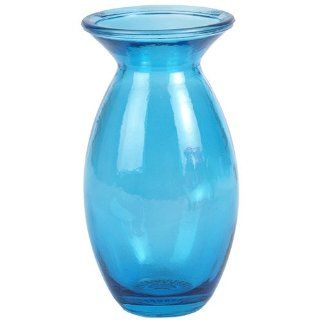 6" Tall Aqua Blue Oslo Recycled Glass Vase   Decorative Vases