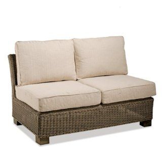 Thos. Baker Sanibel Wicker Cushion Outdoor Armless Loveseat in kamal jacquard  Patio Furniture Cushions  Patio, Lawn & Garden