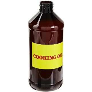 Carlisle 381613 Cooking Oil Bottle with Label, 16 oz Capacity, Amber (Case of 12)