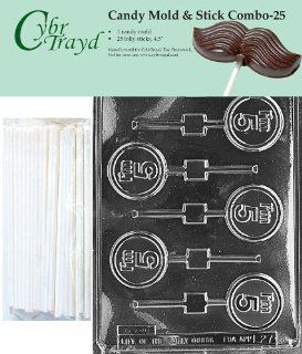 Cybrtrayd 45St25 L027 I'm 5 Lolly Chocolate Candy Mold with 25 Cybrtrayd 4.5" Lollipop Sticks Candy Making Molds Kitchen & Dining
