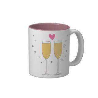 Cute Champagne Glass Toast Love Heart Mug 